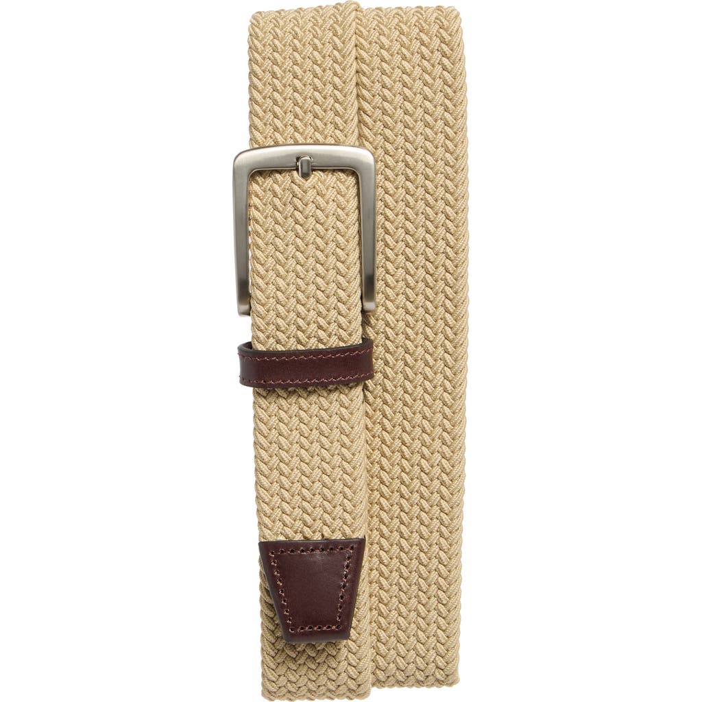 Johnston & Murphy Stretch Woven Belt In Khaki Knit