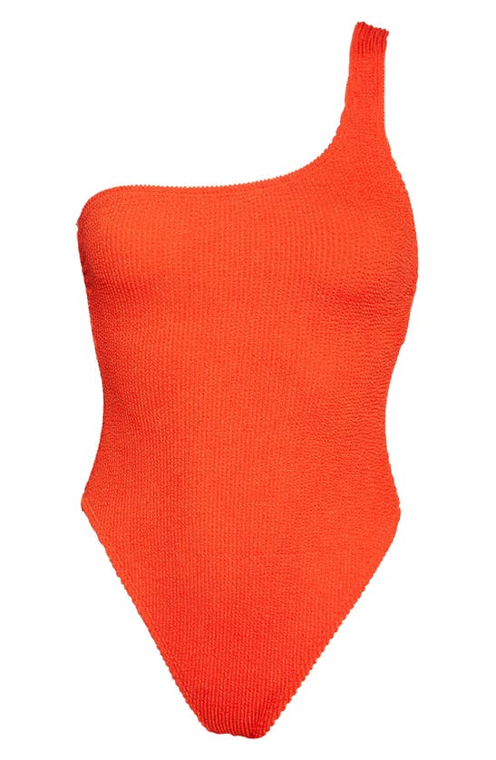 Shop Good American Always Fits One-shoulder One-piece Swimsuit In Bright Poppy002