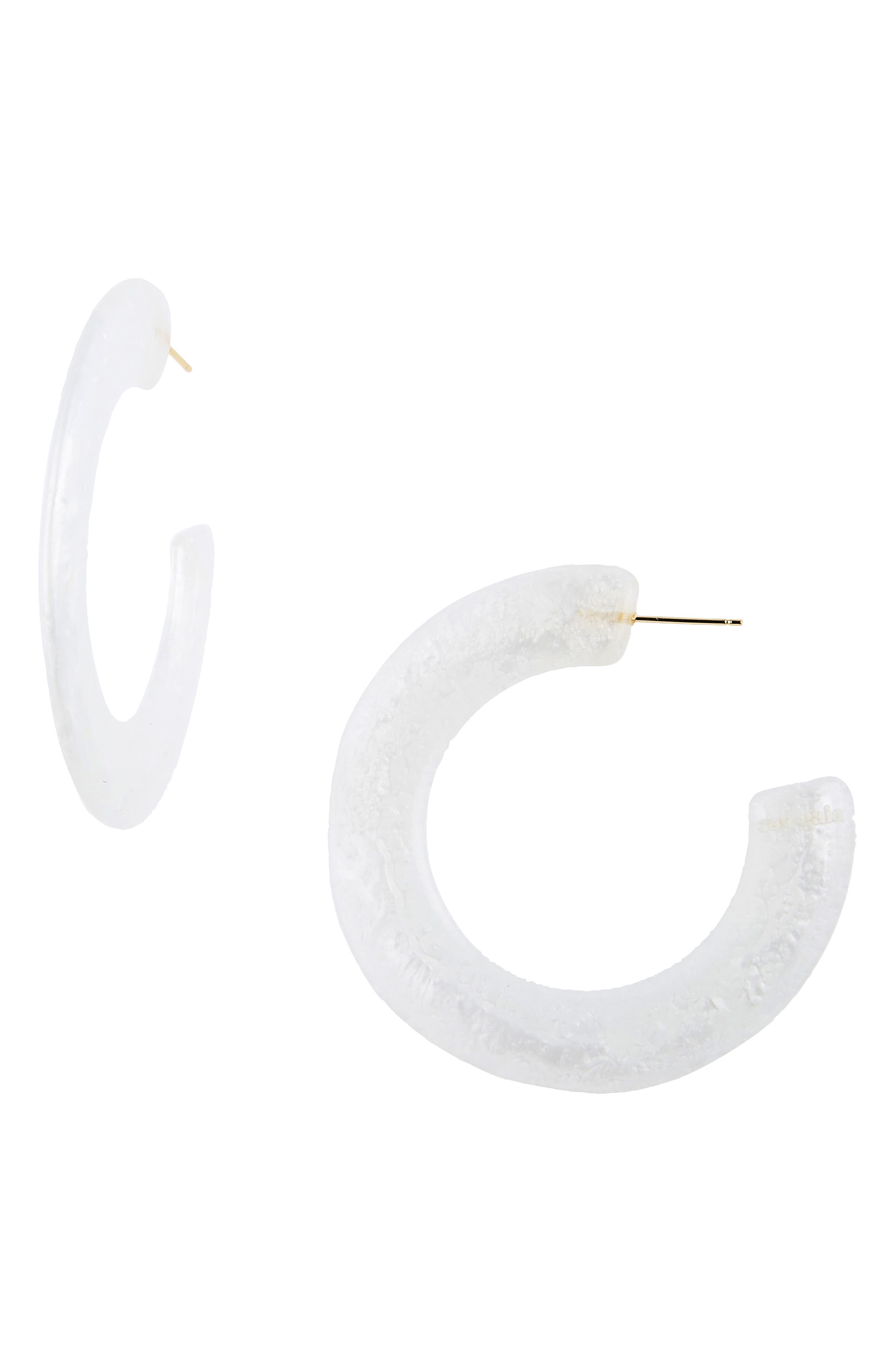 white color hoop earrings