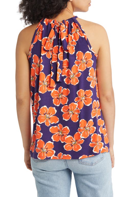 Shop Loveappella Floral Print Tank In Navy/coral