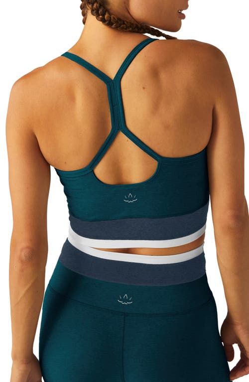 Shop Beyond Yoga Colorblock Space Dye Crop Tank Top In Majestic Blue Tri-color