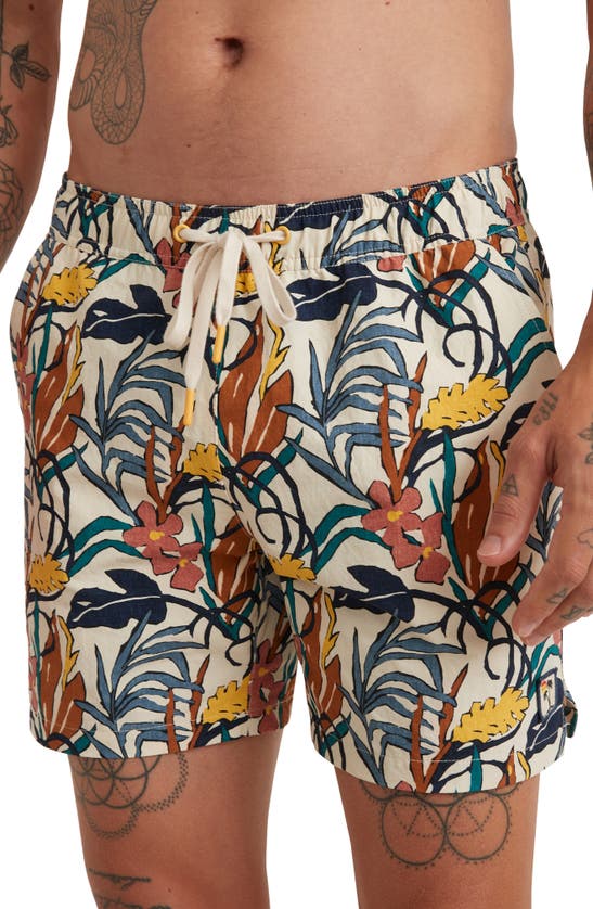 Marine Layer Floral Swim Trunks In Natural