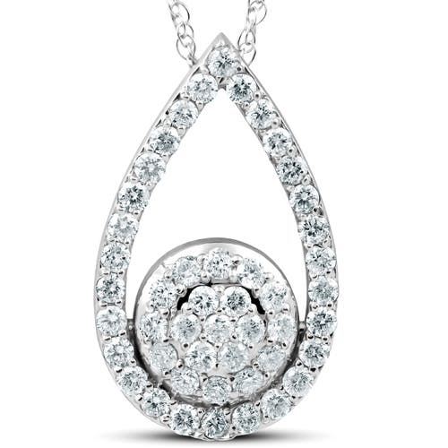Bliss Diamond 1 1/10ct Lab Grown Diamond Circle Pear Shape Pendant 14k Gold 1" Tall In 14k White Gold