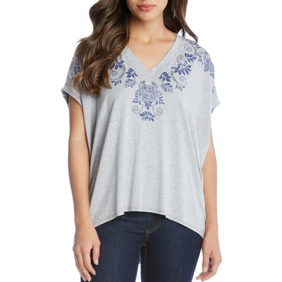 Karen Kane Print High/low Tee, Grey