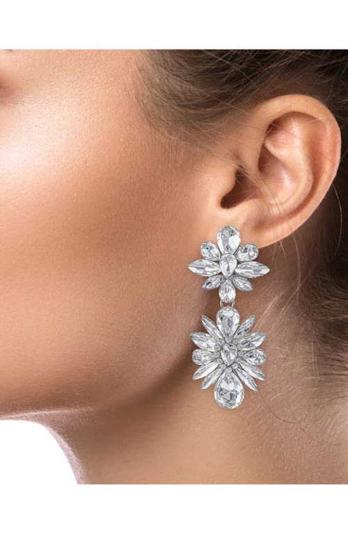 Shop Jardin Crystal Cluster Double Drop Earrings In Clear/silver