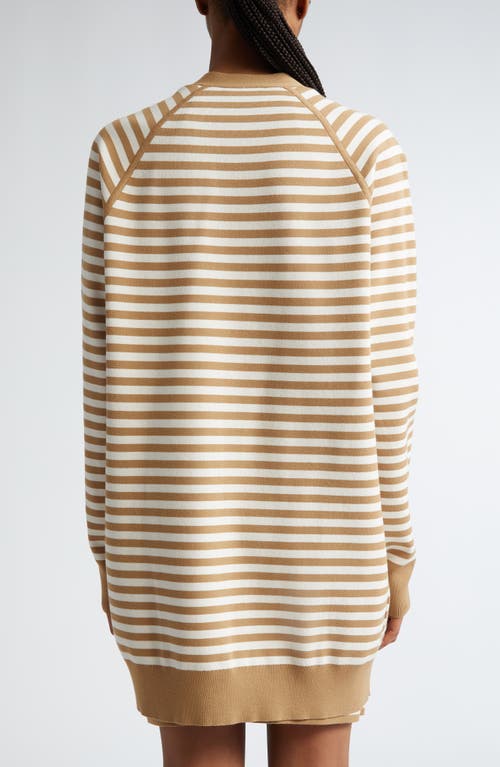 Shop Max Mara Tenore Stripe Long Cardigan In Honey