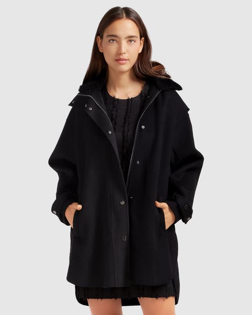 Shop Belle & Bloom Heavy Hearted Detachable Hooded Coat In Black