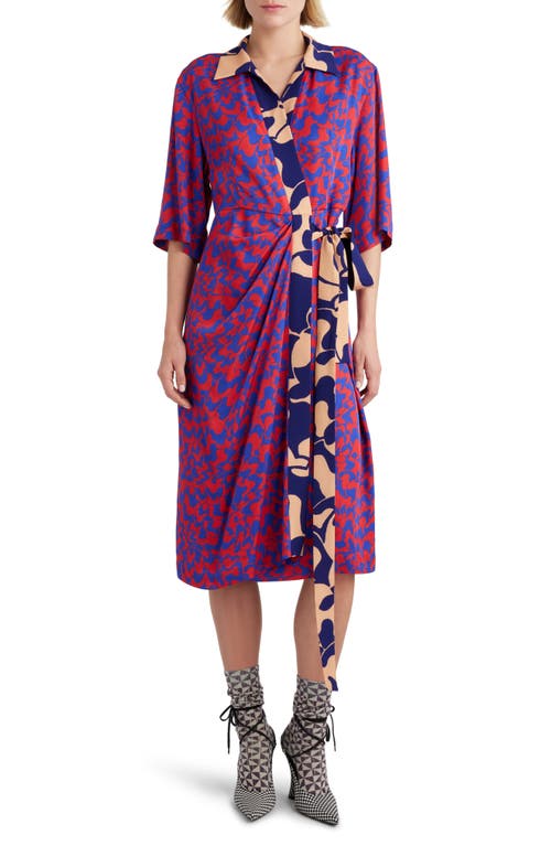 Dries Van Noten Mixed Abstract Print Wrap Dress Red 352 at Nordstrom, Us