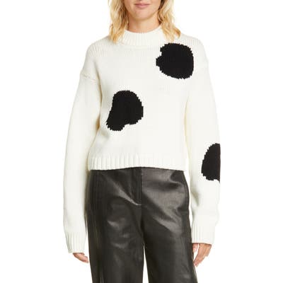 Tibi Polka Dot Intarsia Merino Wool Blend Sweater, Ivory