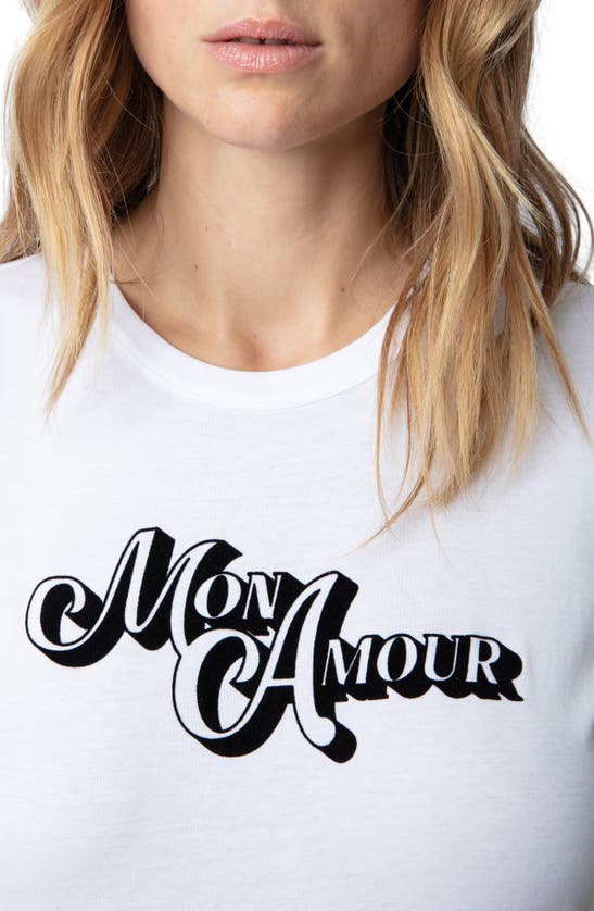 Shop Zadig & Voltaire Woop Ico Mon Amour Cotton Graphic T-shirt In Blanc