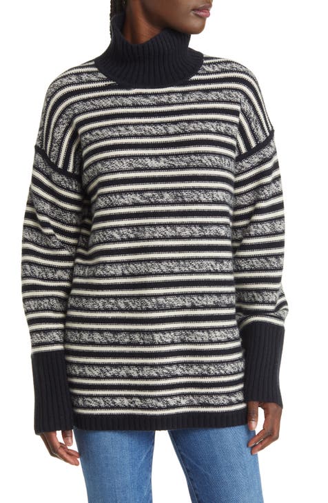Vince Camuto Women's Stripe Mock Neck Sweater