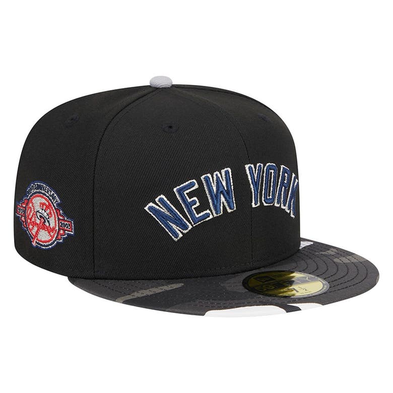 Shop New Era Black New York Yankees Metallic Camo 59fifty Fitted Hat