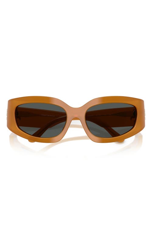 Tory Burch 57mm Irregular Sunglasses In Tan/grey