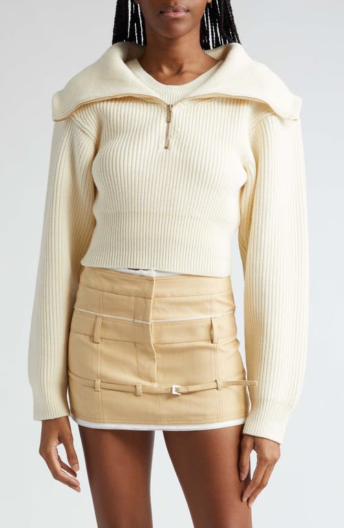 Jacquemus Risoul Merino Wool Layered Crop Sweater Off-White at Nordstrom, Us