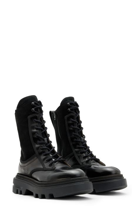 Black womens fashion combat boots