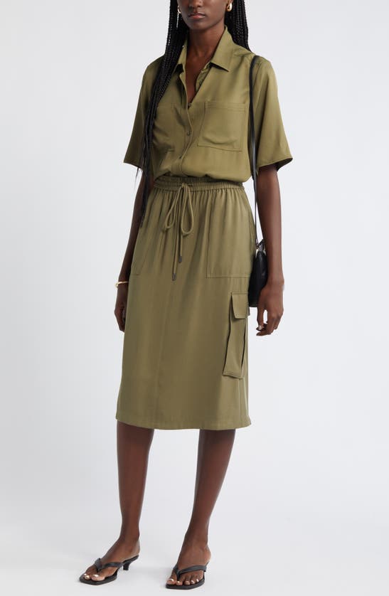 Shop Nordstrom Drawstring Waist Utility Skirt In Olive Burnt