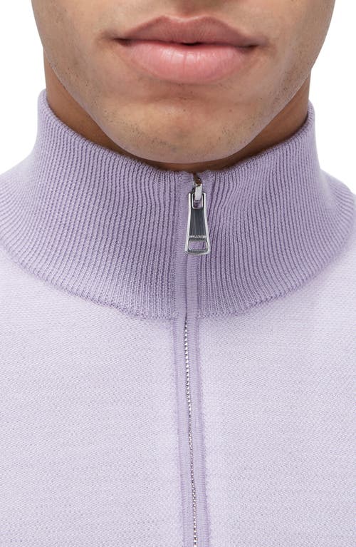 Shop Bugatchi Merino Wool & Silk Bird's Eye Quarter Zip Sweater In Lilac