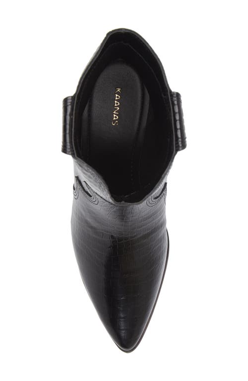 Kaanas Ver Croc Embossed Pointed Toe Western Boot In Black
