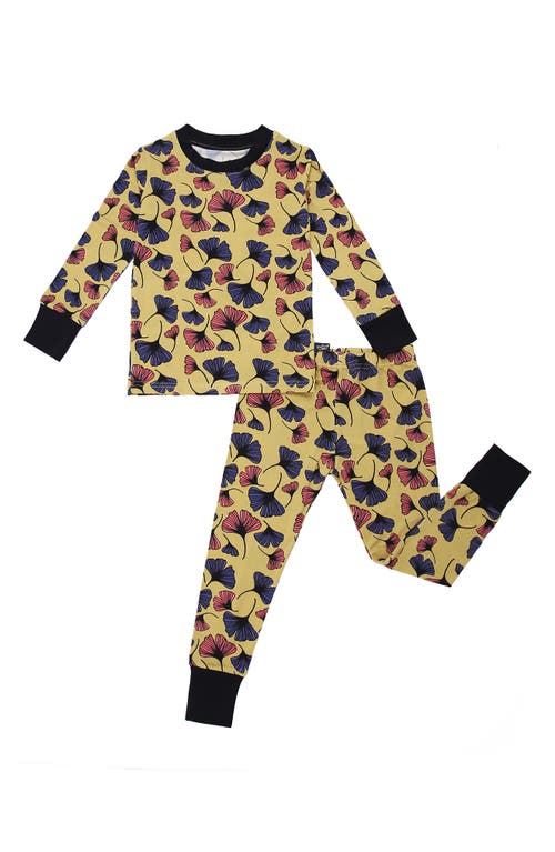 Peregrine Kidswear Ginkgo Leaf Fitted Two-Piece Pajamas Yellow at Nordstrom,