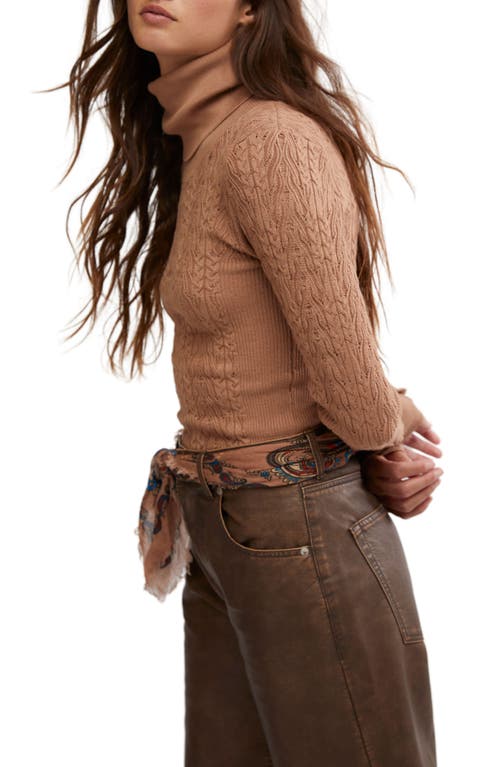 Shop Free People Maddie Button Cuff Turtleneck Sweater In Cafe Latte