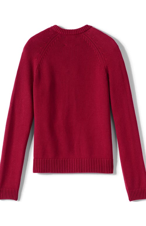 Lands' End School Uniform Girls Cotton Modal Zip-front Cardigan Sweater In Red