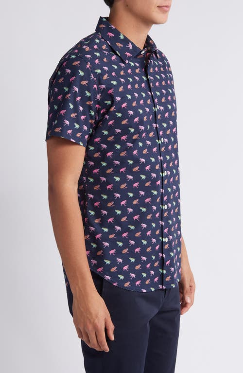 Shop Bonobos Riviera Frog Print Short Sleeve Stretch Cotton Button-up Shirt In Fabulous Frogs C28