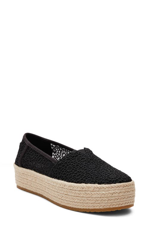 TOMS Valencia Platform Espadrille Black Crochet at Nordstrom,