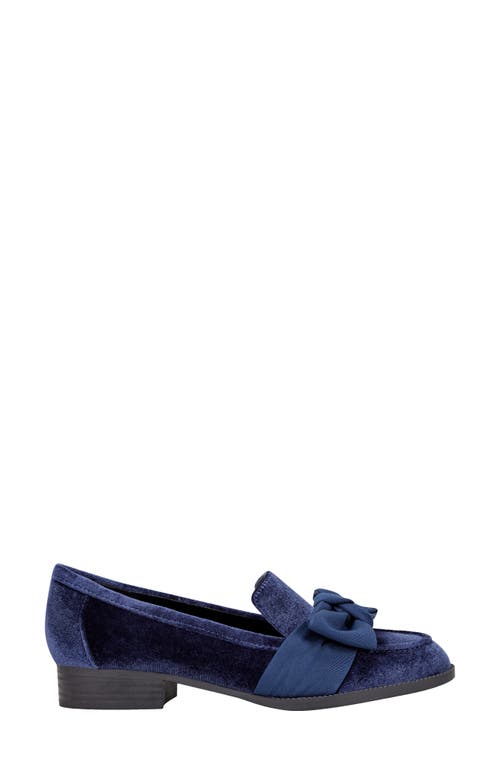 Shop Bandolino Bow Loafer In Dark Blue Velvet