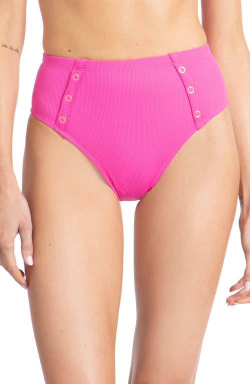 Robin Piccone Amy High Waist Bikini Bottoms in Rosy