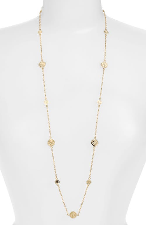 Long Multi Disc Station Necklace in Gold