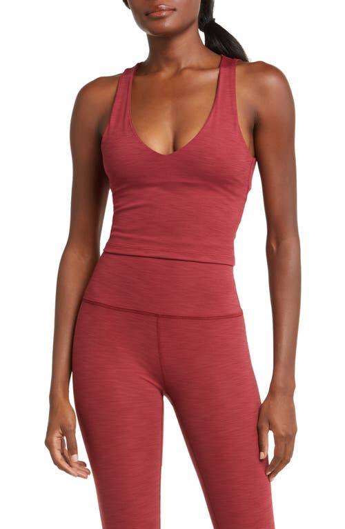 Beyond Yoga Fresh Cutout Rib Crop Top in Rosewood Heather Rib at Nordstrom, Size X-Small