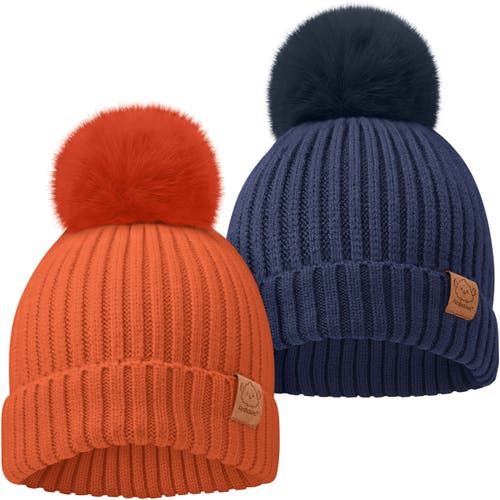 Keababies 2-pack Pom Knitted Beanie In Ember