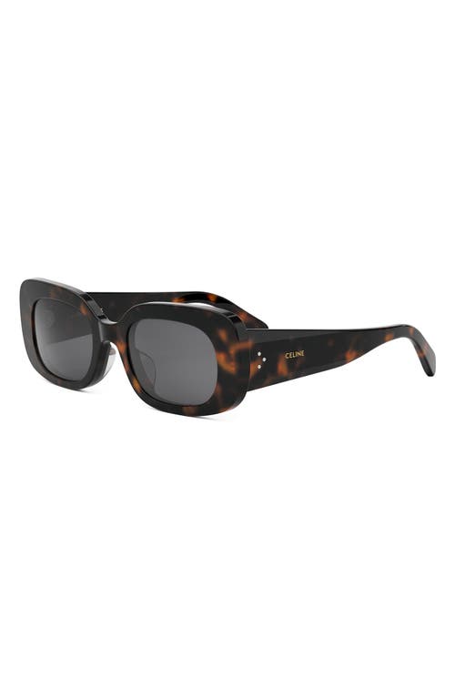 Celine Bold 3 Dots 51mm Rectangular Sunglasses In Dark Havana/smoke