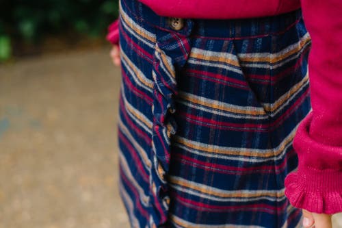 Shop Hope & Henry Girls' Flannel Ruffle Skirt, Toddler In Navy Autumn Plaid