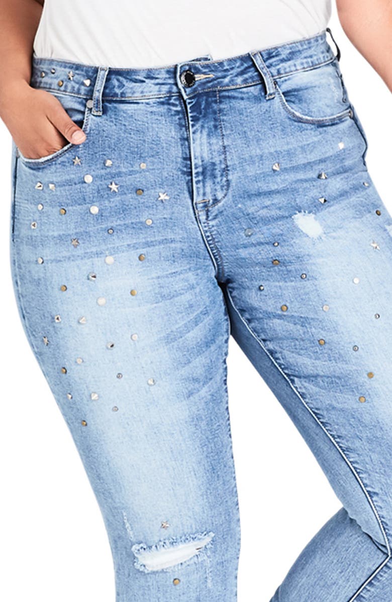 City Chic Studded Skinny Jeans (Plus Size) | Nordstrom