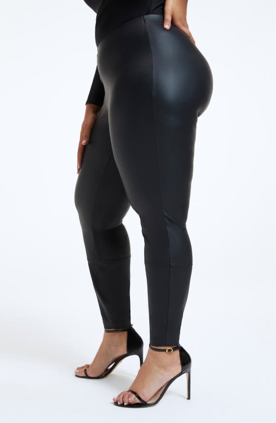Shop Good American Better Than Faux Leather Leggings In Black001