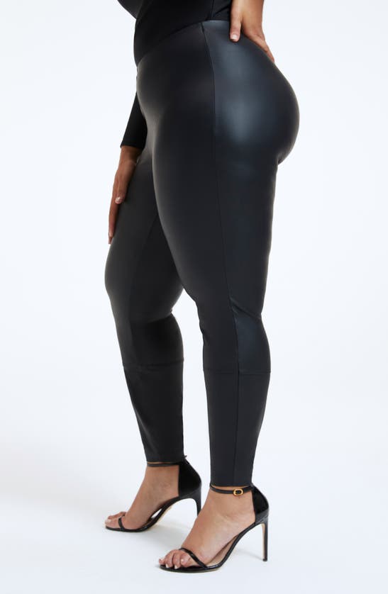 Good American Good Waist Leather Pull On Leggings In Black001