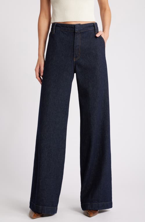 Shop Frame Darted Wide Leg Jeans In Rinse