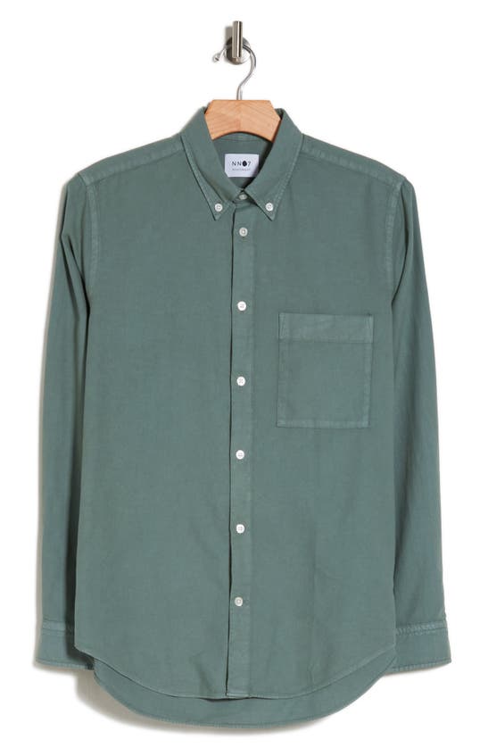 Nn07 Arne Long Sleeve Cotton Button-down Shirt In Forrest