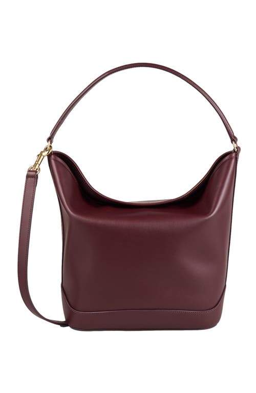 Shop Sandro Leather Bucket Bag Tangoso In Bordeaux