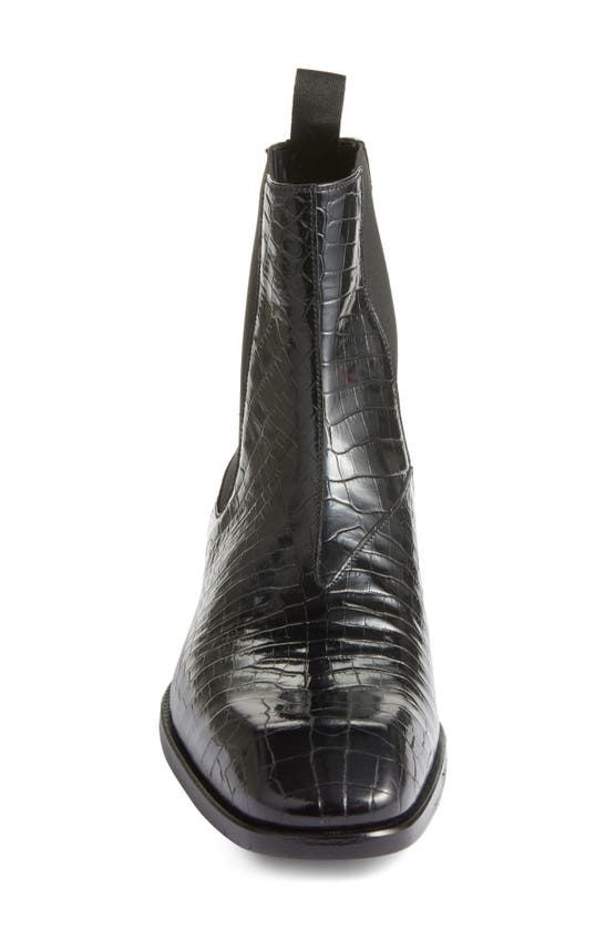 Tom Ford Bailey Croc Embossed Chelsea Boot In Black