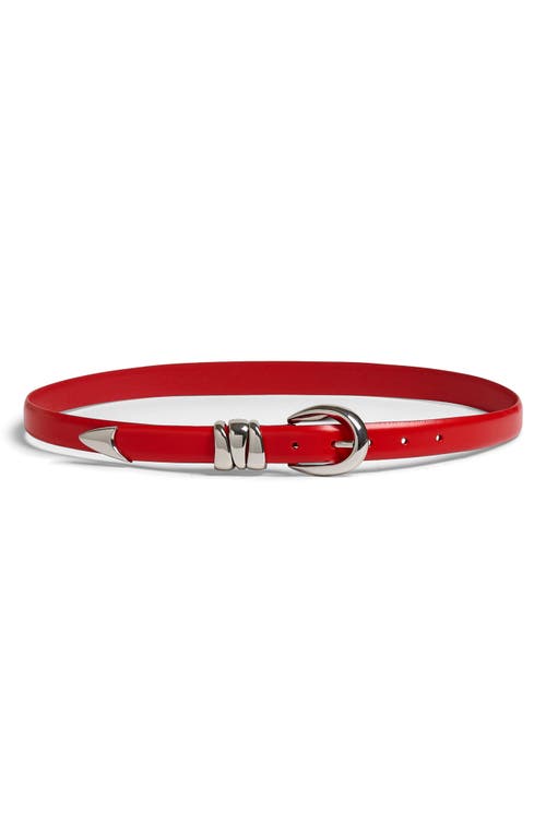 Chunky Metal Leather Belt in Kilt Red