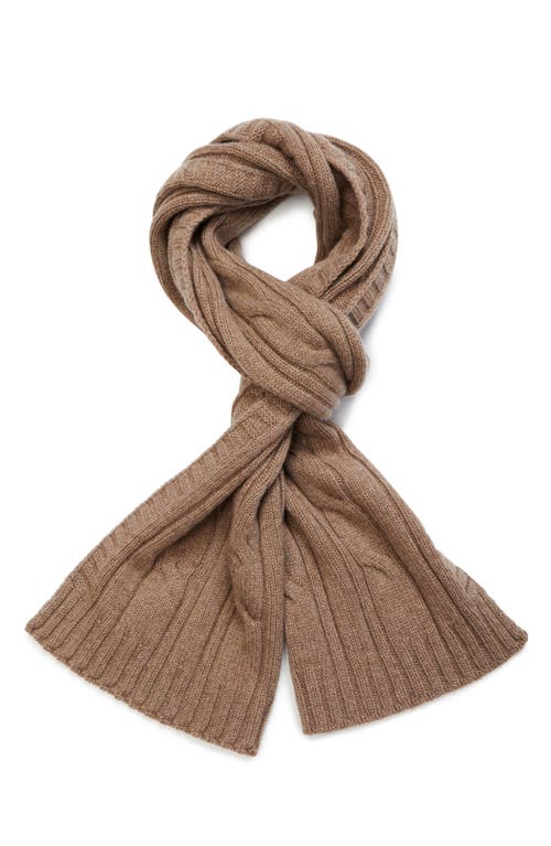 John Smedley Wooton Cable Stitch Recycled Cashmere & Merino Wool Scarf In Mushroom