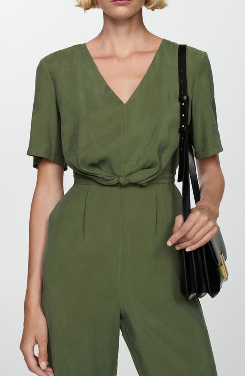 Mango Knotted Modal Jumpsuit Forest Green In Forest Green