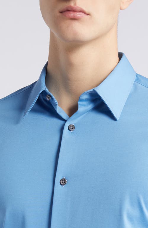 Shop Theory Sylvain Nd Structure Knit Button-up Shirt In Powder Blue