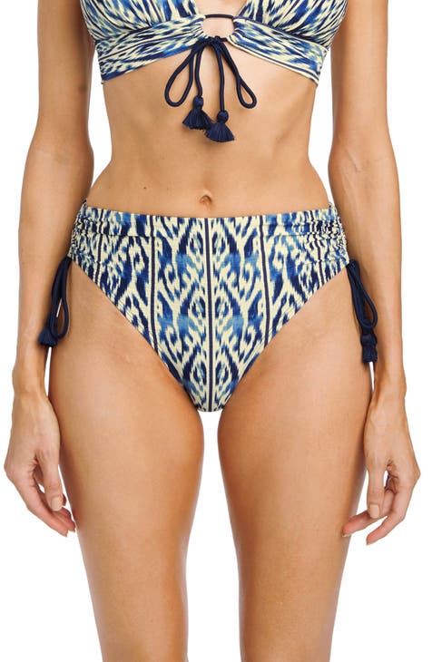 Rylee + Cru Blue Floral High Cut Bikini Bottom