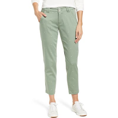 Petite Jag Jeans Flora Polka Dot Crop Pants, Green