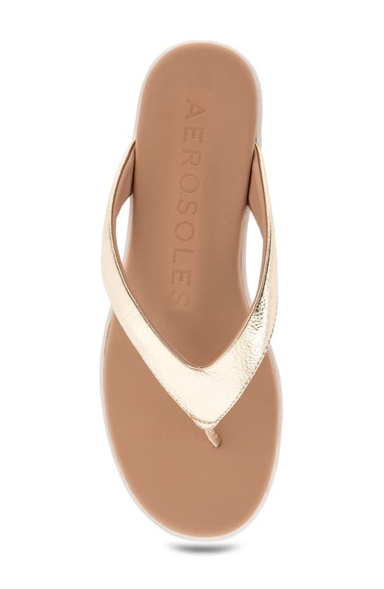 Shop Aerosoles Isha Wedge Flip Flop Sandal In Soft Gold Pu