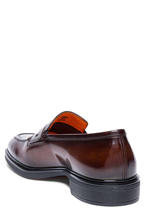 Shop Santoni Easy Penny Loafer In Dark Brown