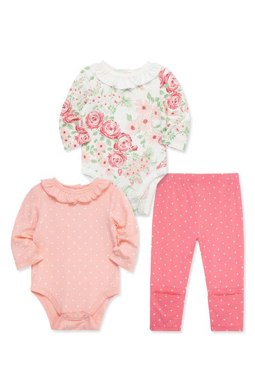 Little Me Floral 3-piece Bodysuits & Legging Set In Pink